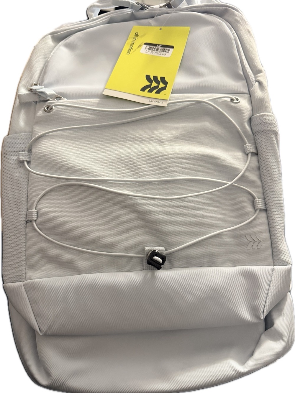 All Motions Minimalist off white Backpack with Front Bungee